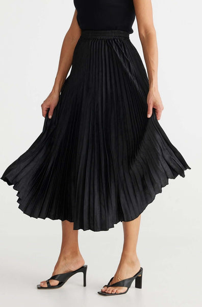 Ruby Pleated Midi Skirt Black