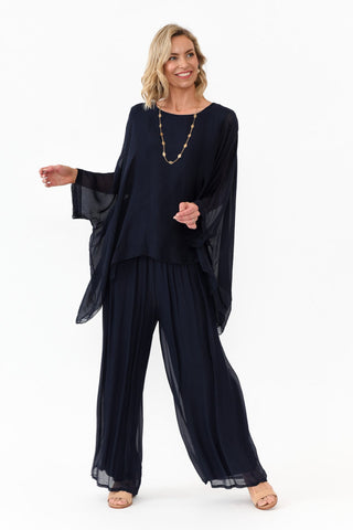 Juniper Silk Top Navy