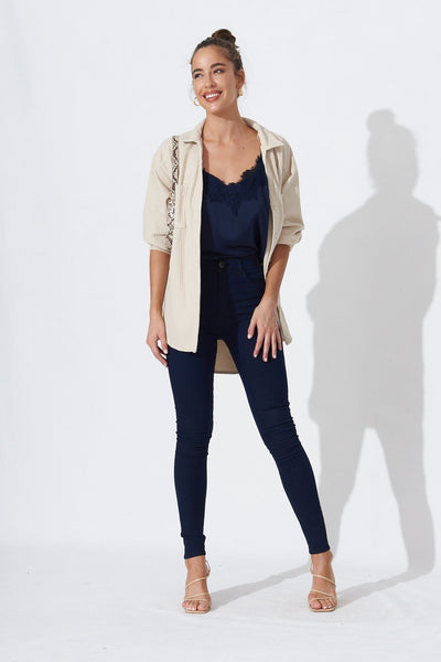 Natalia High Waisted Skinny Jeans Indigo Blue