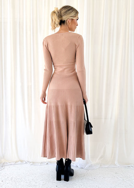 Demian Midi Knit Dress Nude