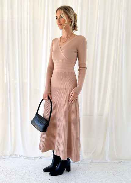 Demian Midi Knit Dress Nude