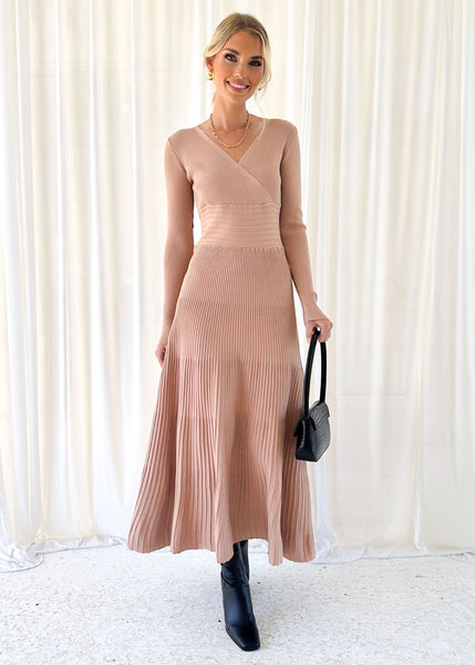 Demian Midi Knit Dress Nude