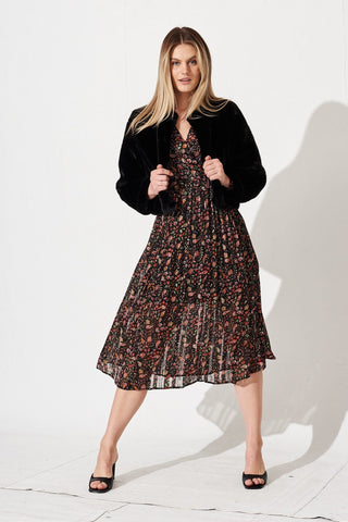 Florence Faux Fur Jacket Black