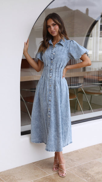 Willow Denim Dress Light Blue