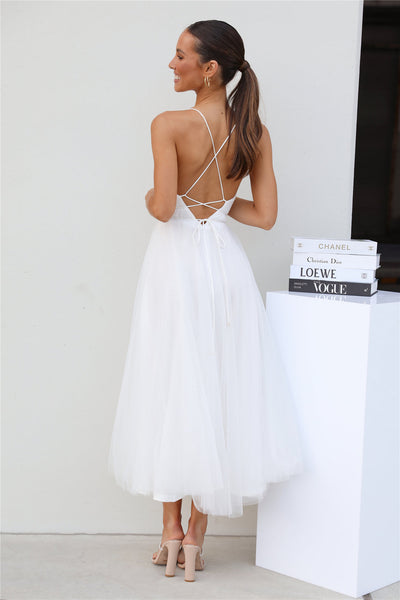 Nichola Tulle Midi Dress White