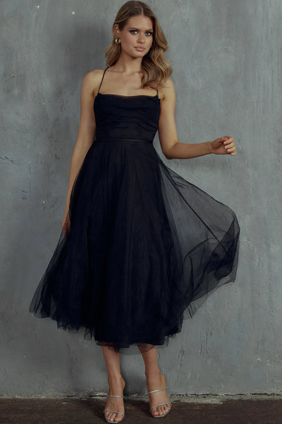 Nichola Tulle Midi Dress Black