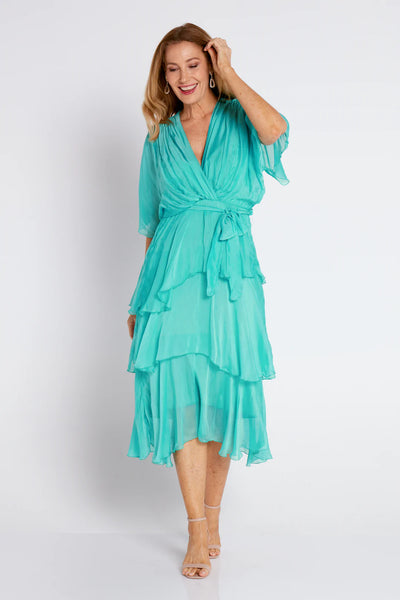 JUPITER SILK DRESS AQUA