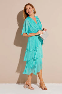 JUPITER SILK DRESS AQUA