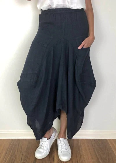 Linen Harem Skirt Navy