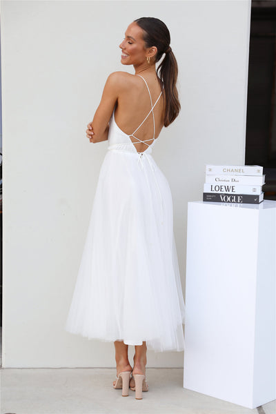 Nichola Tulle Midi Dress White