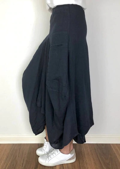 Linen Harem Skirt Navy