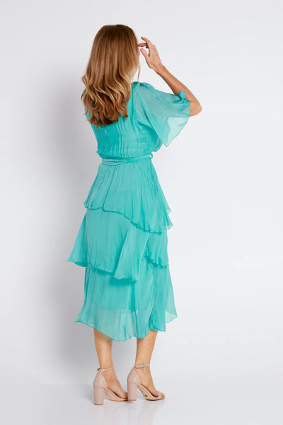 JUPITER SILK DRESS AQUA