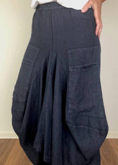 Linen Harem Skirt Navy