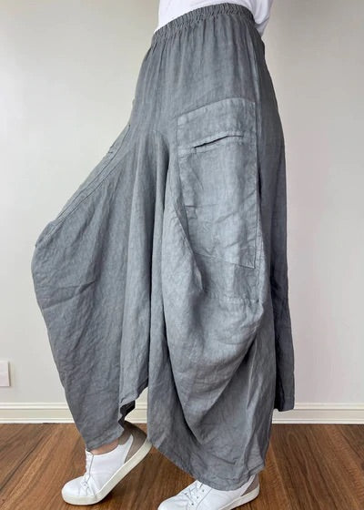 Linen Harem Skirt Grey