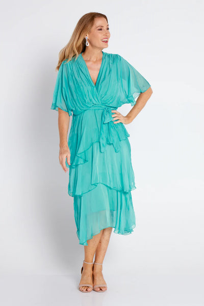 JUPITER SILK DRESS AQUA