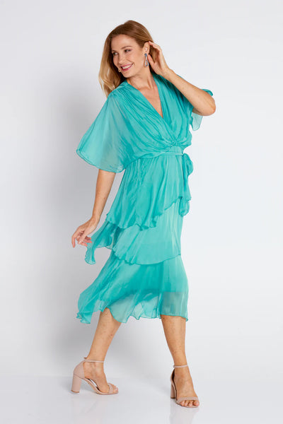 JUPITER SILK DRESS AQUA