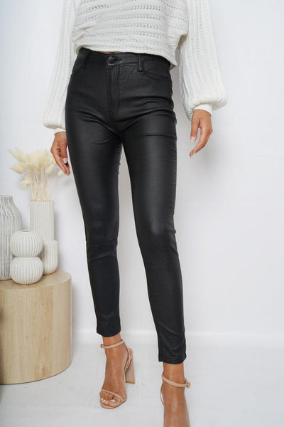 Maya Faux High Rise Skinny Jeans Black