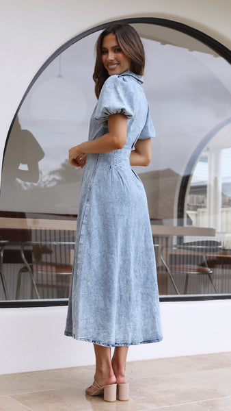 Willow Denim Dress Light Blue