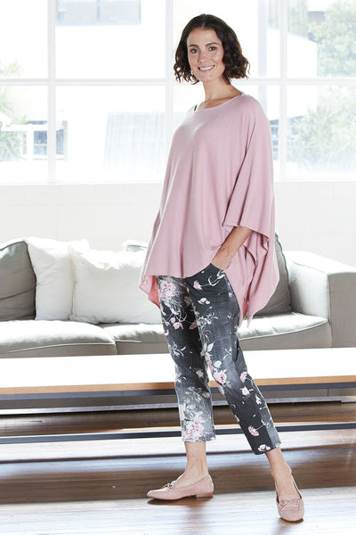 BLACK CHERRY BLOSSOM COTTON PANTS