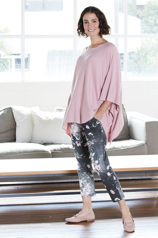 BLACK CHERRY BLOSSOM COTTON PANTS