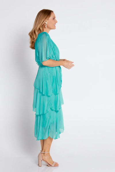 JUPITER SILK DRESS AQUA
