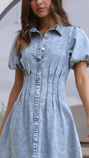 Willow Denim Dress Light Blue