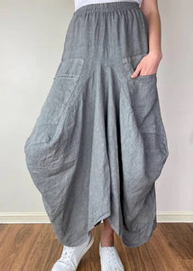 Linen Harem Skirt Grey