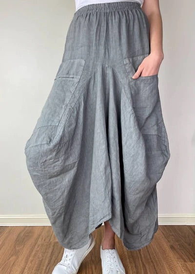 Linen Harem Skirt Grey