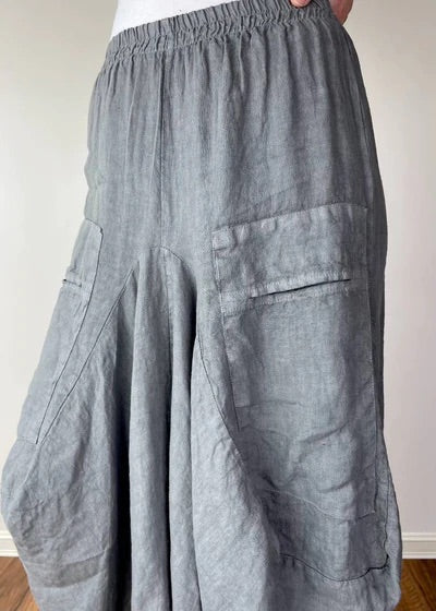 Linen Harem Skirt Grey