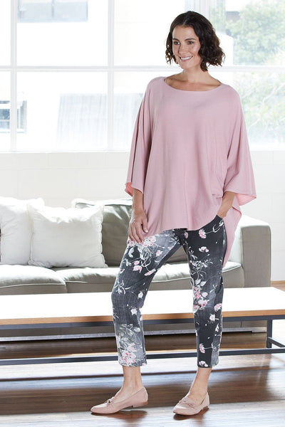 BLACK CHERRY BLOSSOM COTTON PANTS